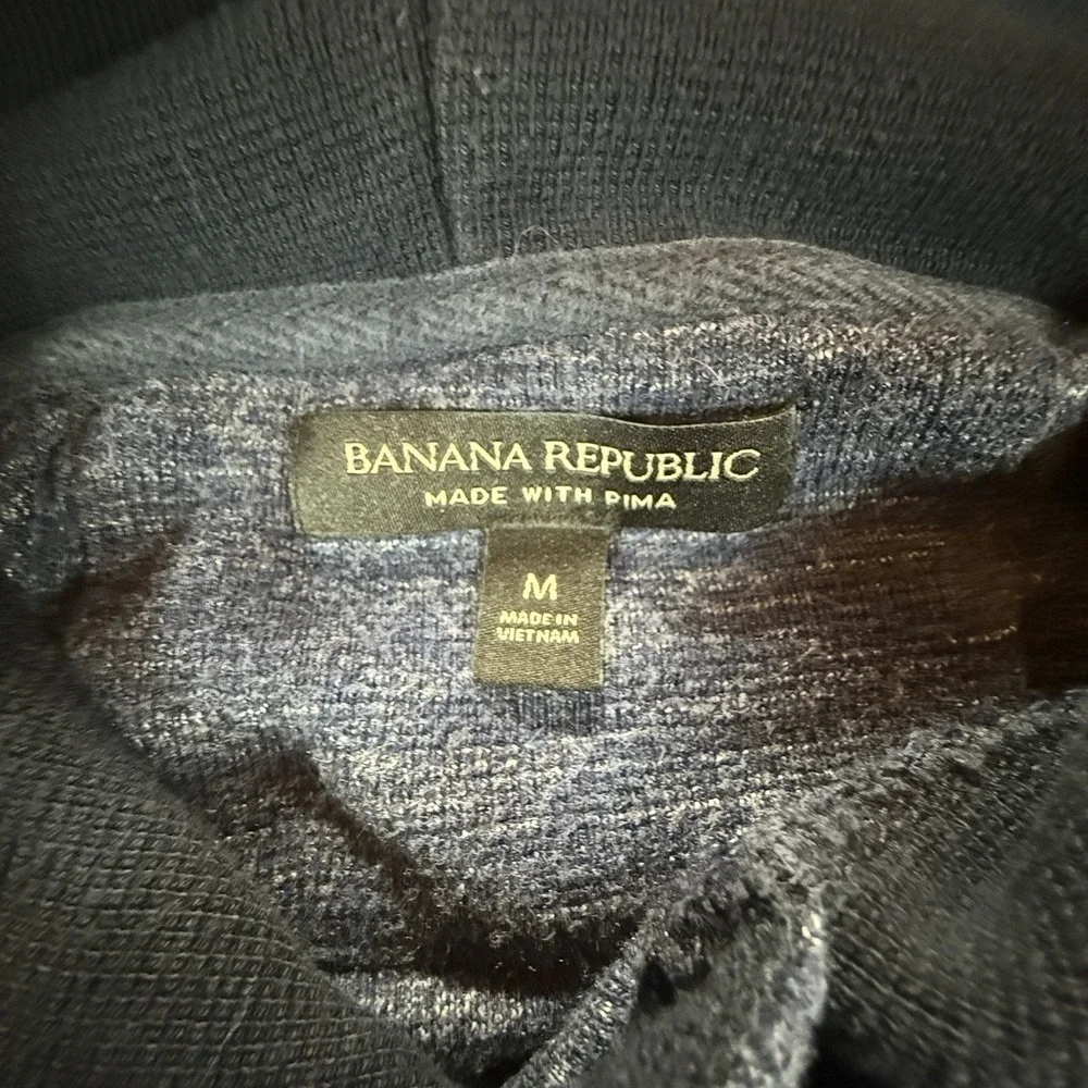 Banana Republic Men's M Pima Cotton Hoodie Blue Lightweight Pullover Minimalist